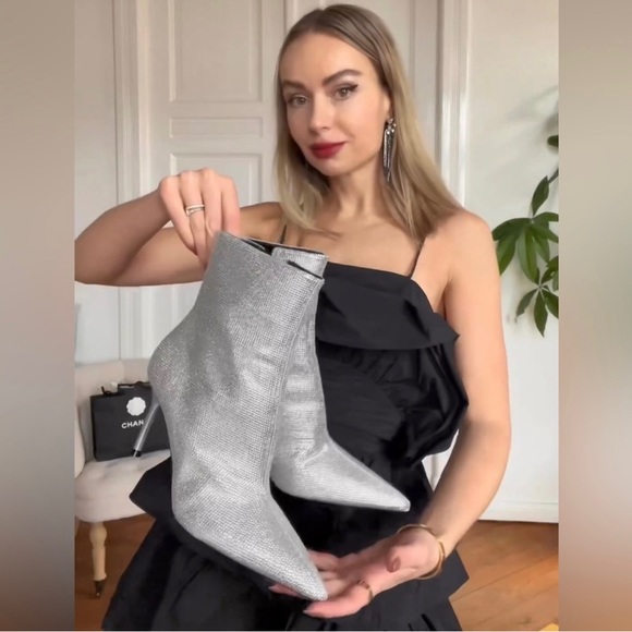 Zara Sparkly High Heel Ankle Boots - Picture 6 of 8